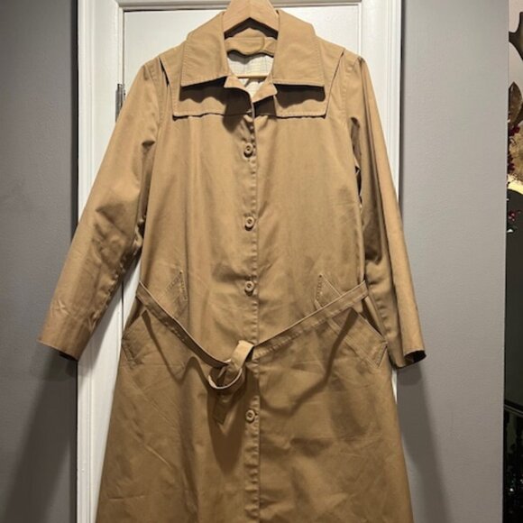 Vintage London Fog belted rain Trench Coat w/ detachable lining & hood Sz 10 P - Picture 1 of 10